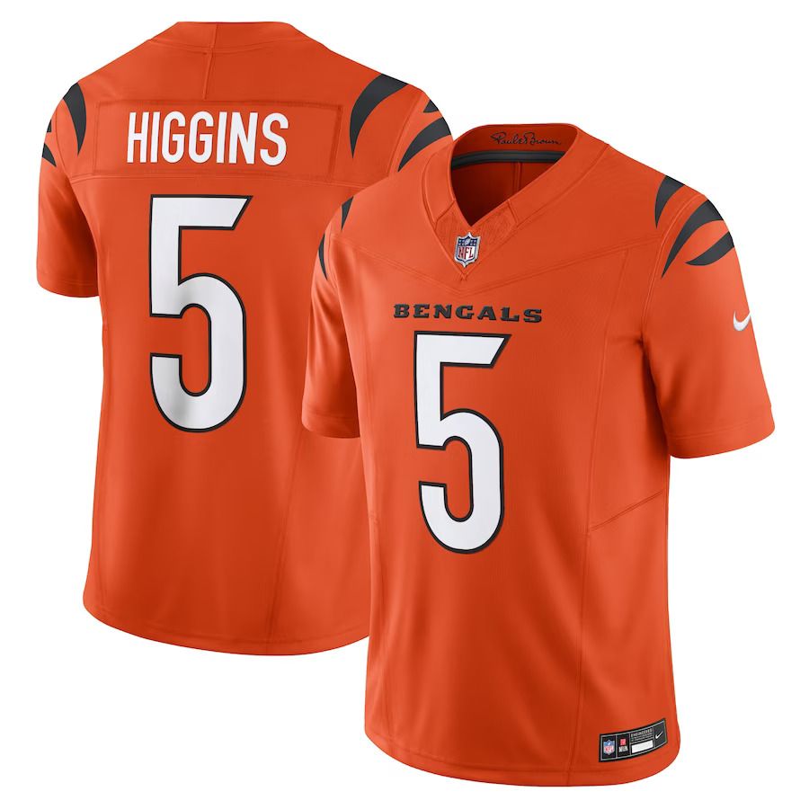 Men Cincinnati Bengals #5 Tee Higgins Nike Orange Vapor F.U.S.E. Limited NFL Jersey